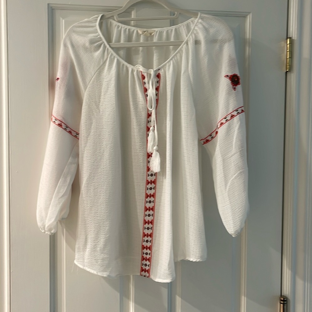 Cupid Anthropology brand breezy white blouse size L